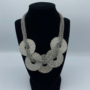 Silver Layered Hoop Statement Necklace